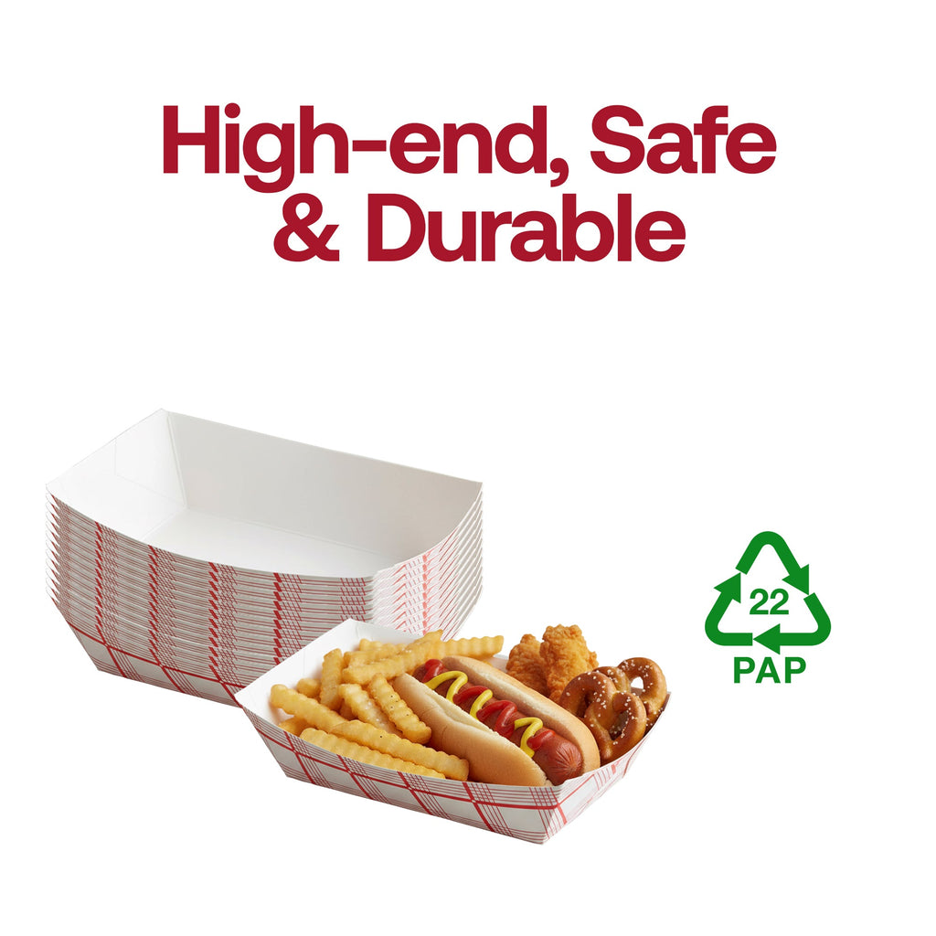 6 oz Red Plaid Paper Food Trays