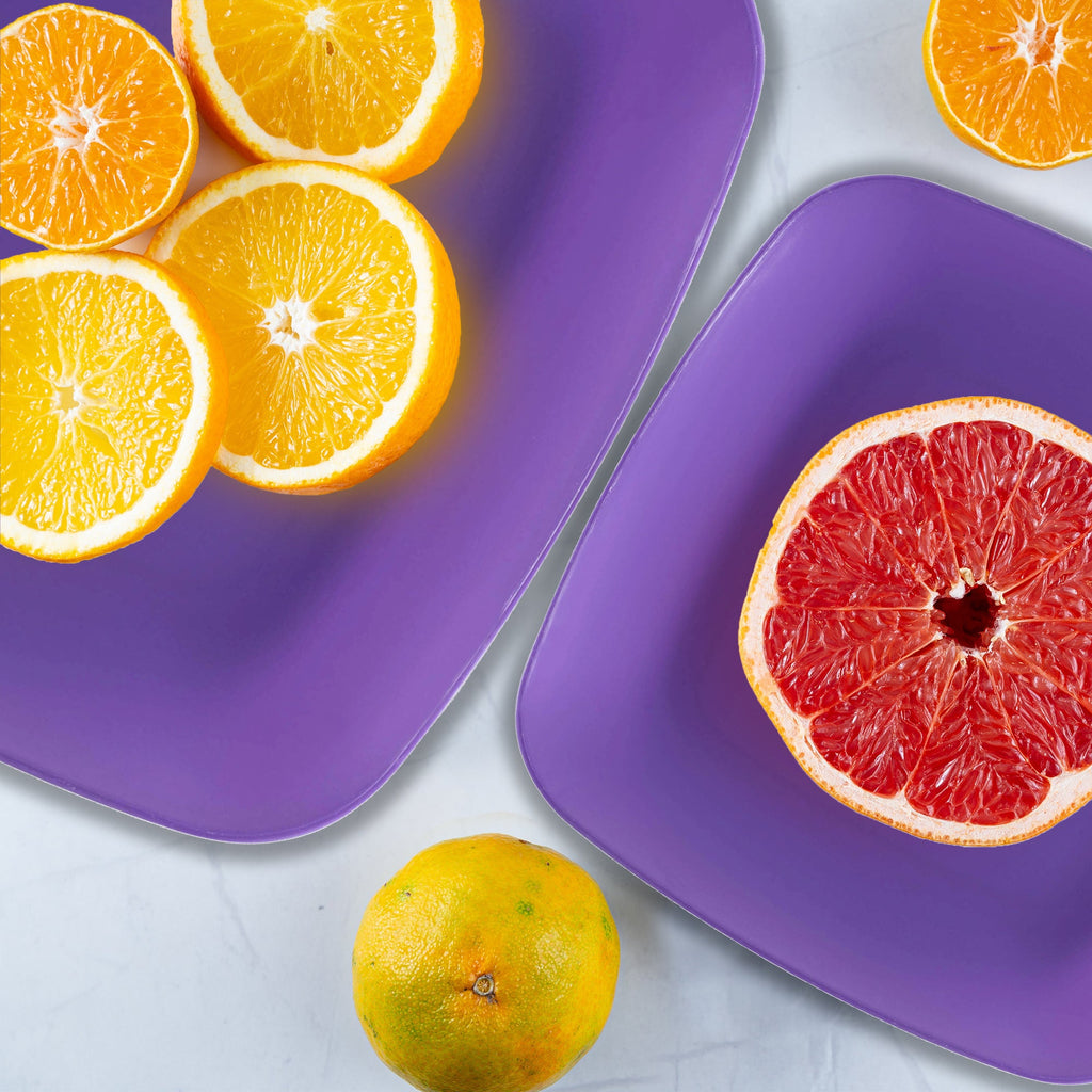 Purple Flat Rounded Square Disposable Plastic Appetizer/Salad Plates (7.25")