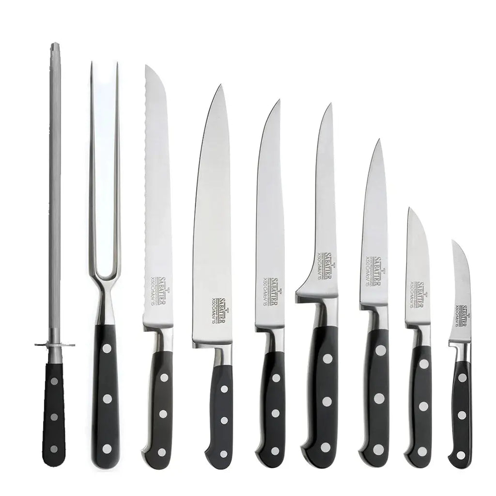 Amefa Sabatier Life V 9pc Chefs Kitchen Knife Block Set