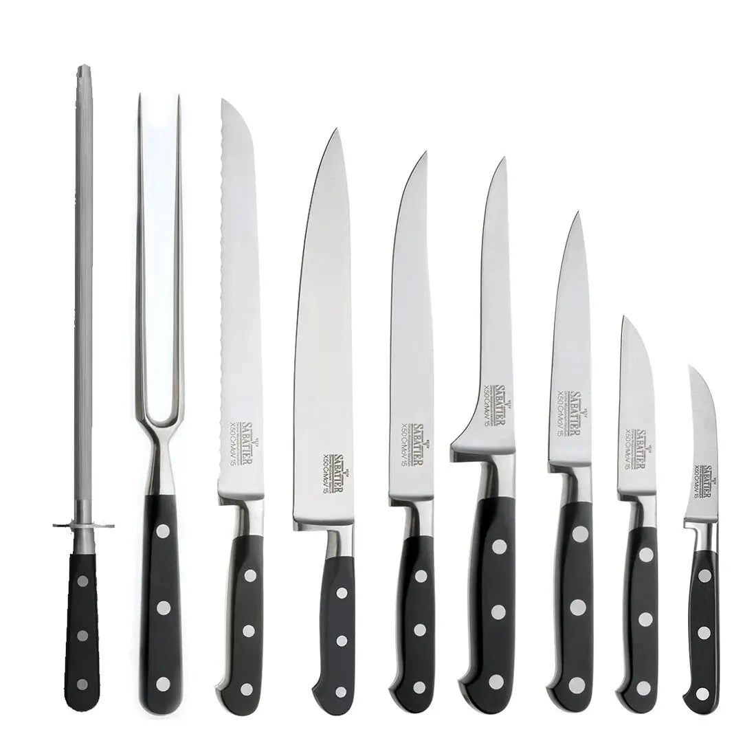Amefa Sabatier Life V 9pc Chefs Kitchen Knife Block Set