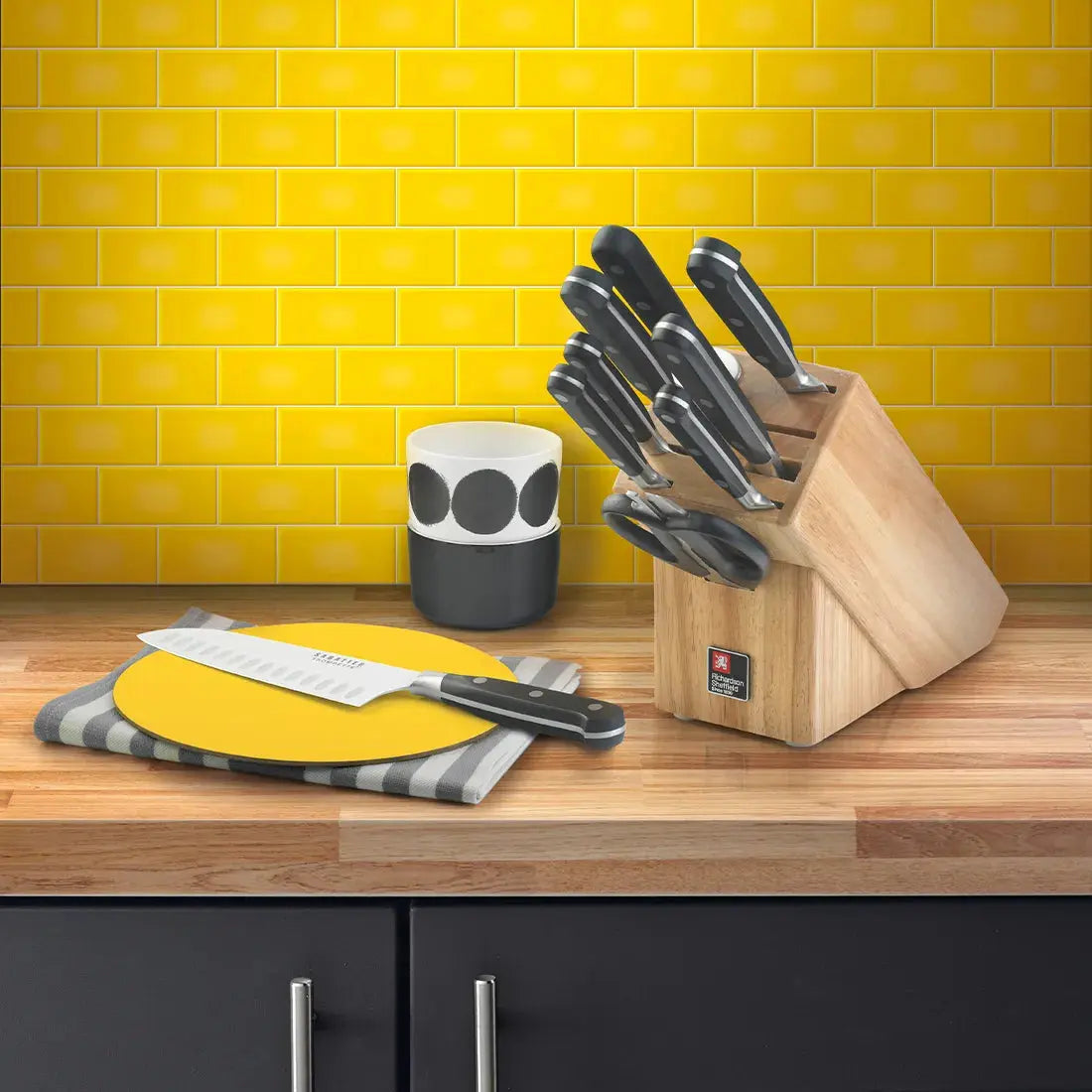Amefa Sabatier Trompette Life 9pc Chefs Kitchen Knife Block Set
