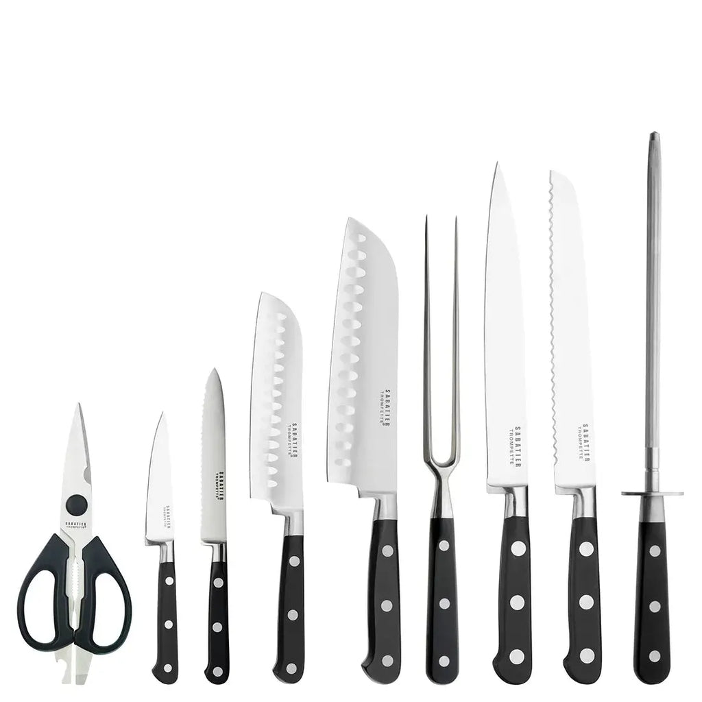 Amefa Sabatier Trompette Life 9pc Chefs Kitchen Knife Block Set
