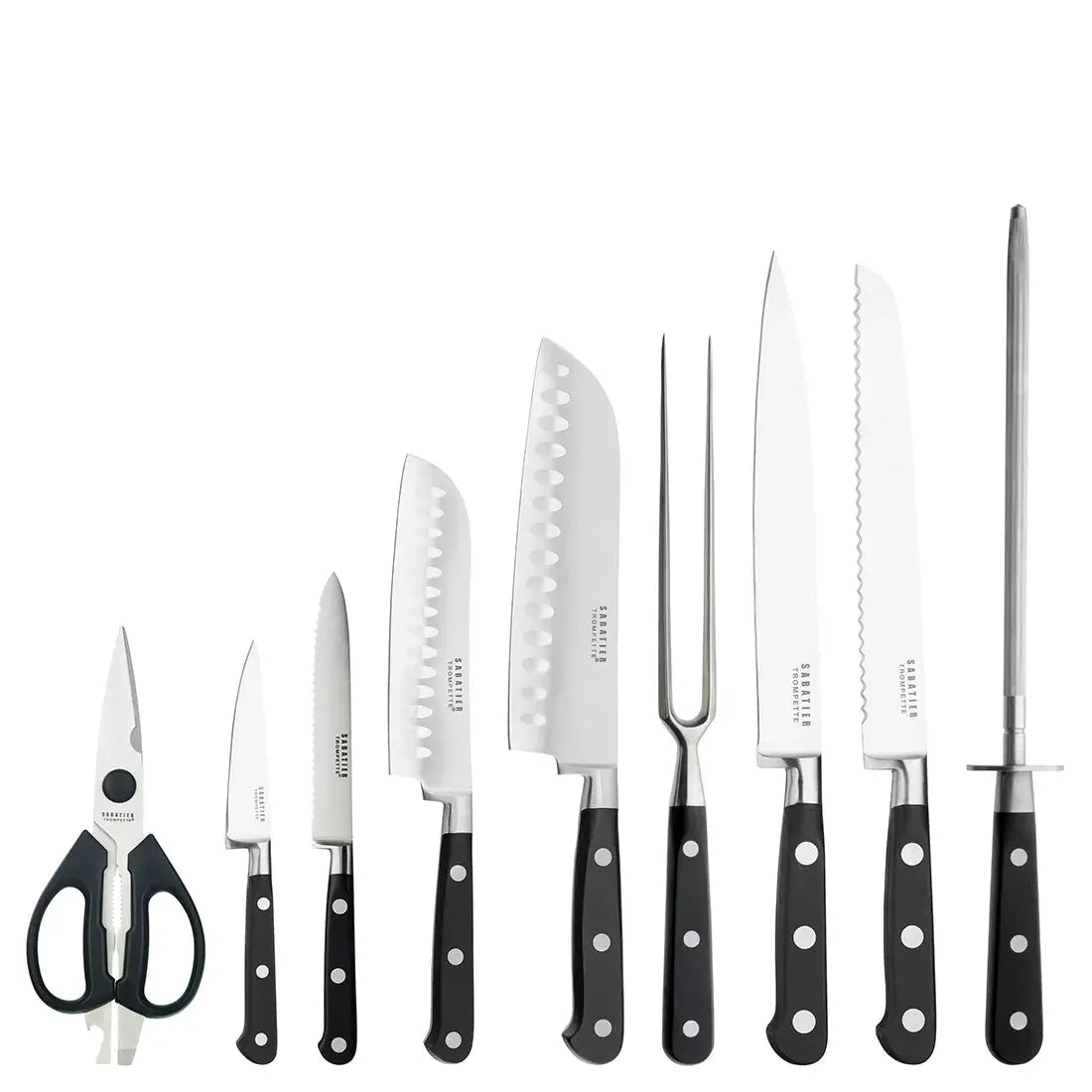 Amefa Sabatier Trompette Life 9pc Chefs Kitchen Knife Block Set