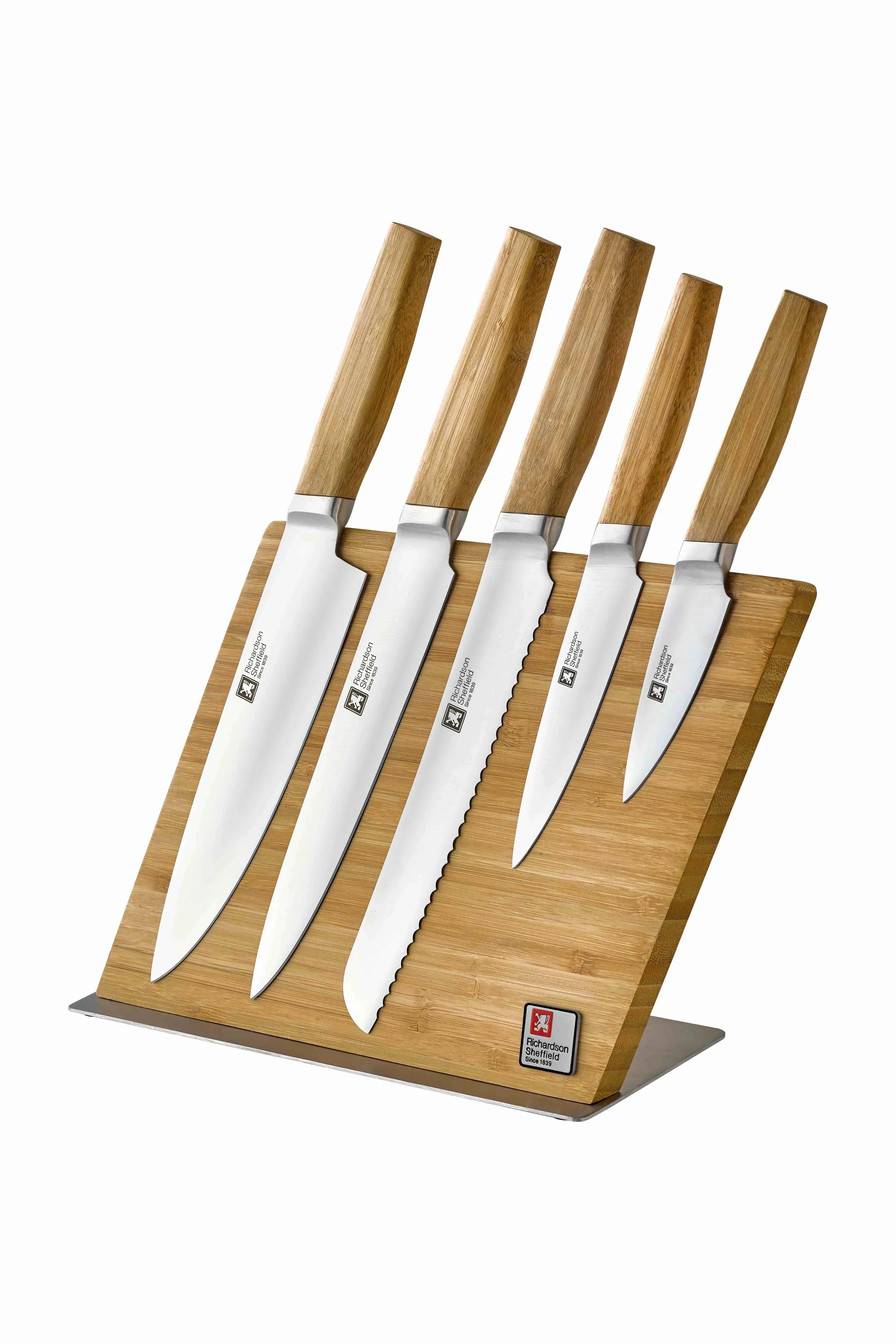 Amefa Nomad 5pc Bamboo Chefs Kitchen Knife Block Set