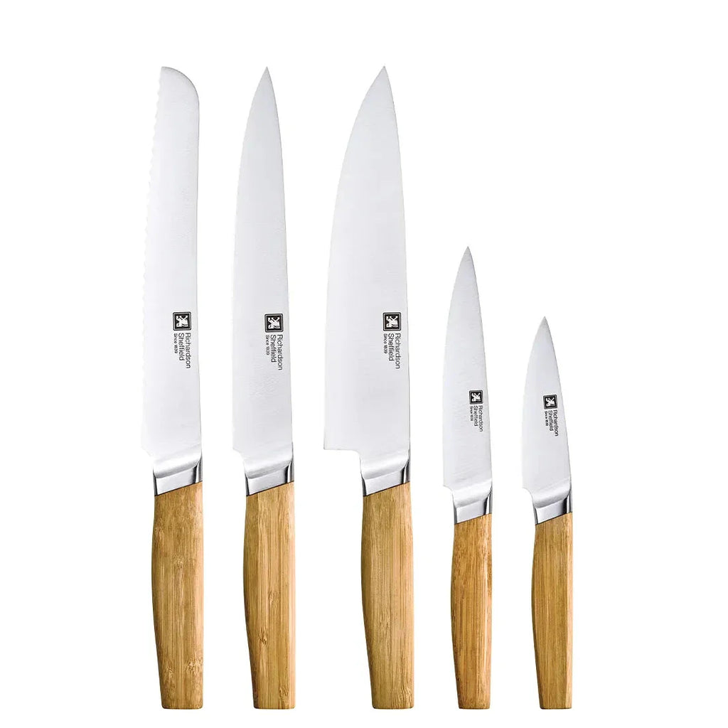 Amefa Nomad 5pc Bamboo Chefs Kitchen Knife Block Set