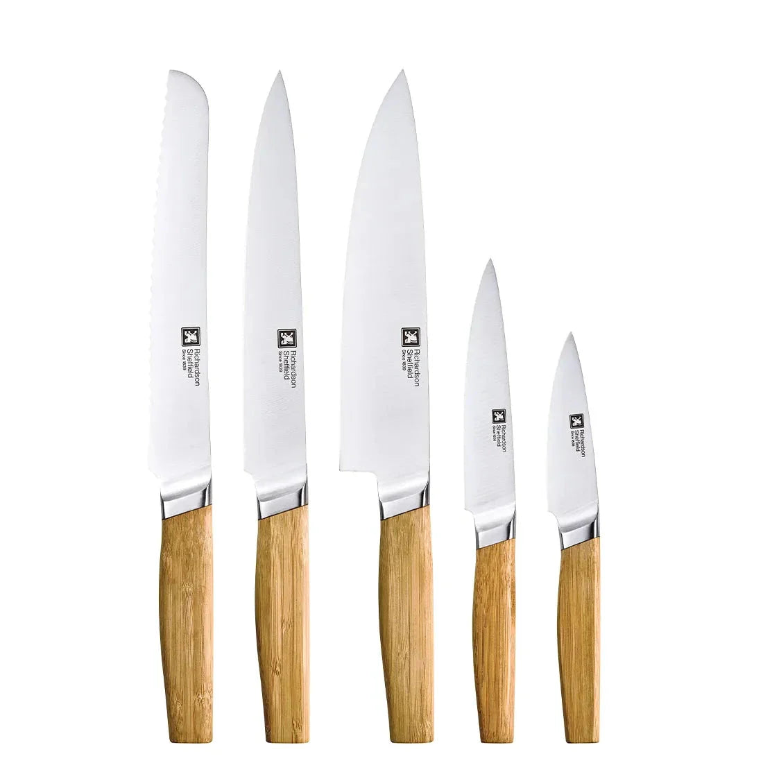 Amefa Nomad 5pc Bamboo Chefs Kitchen Knife Block Set