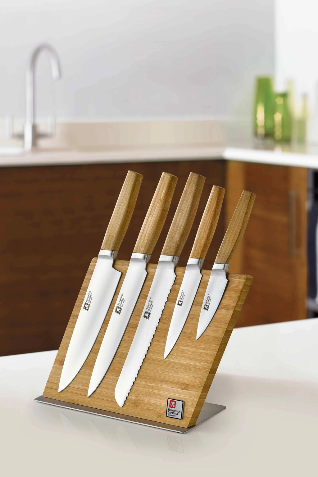 Amefa Nomad 5pc Bamboo Chefs Kitchen Knife Block Set
