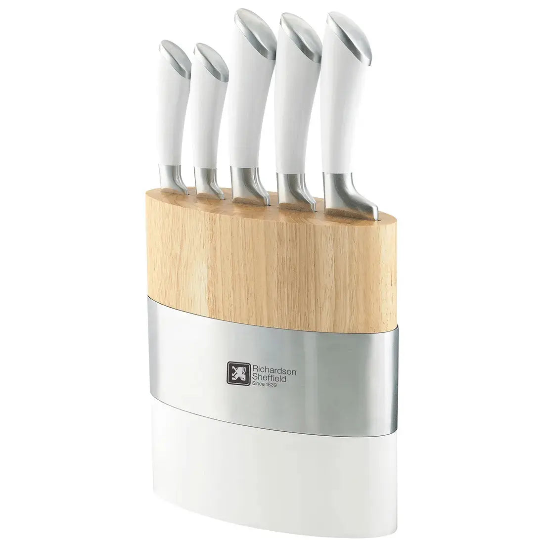 Amefa Fusion 5pc White Chefs Kitchen Knife Block Set