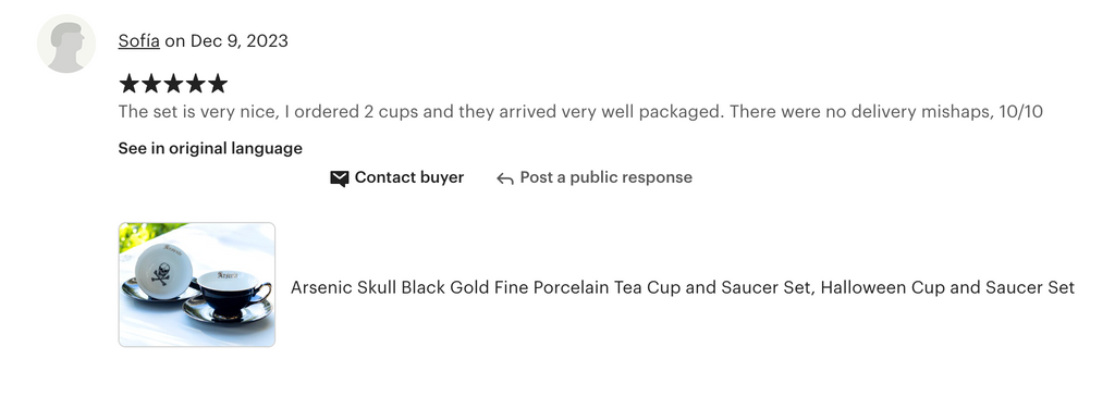 Arsenic Skull Black Gold Tea Cup and Saucer