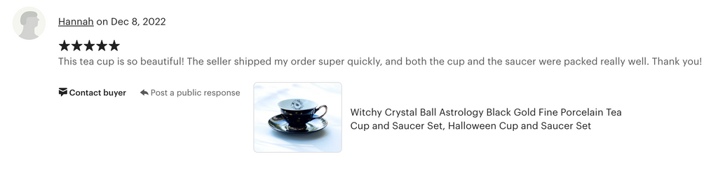 Witchy Crystal Ball Astrology Black Gold Tea Cup and Saucer