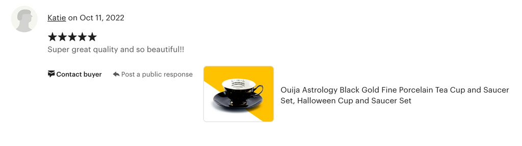 Ouija Astrology Black Gold Tea Cup and Saucer