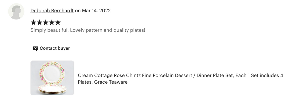 Cream Cottage Rose Chintz Fine Porcelain Dessert/Dinner Plate