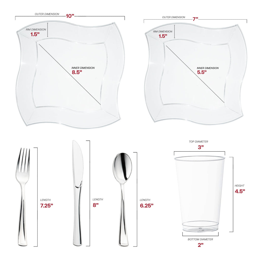 Clear Wave Plastic Wedding Value Set