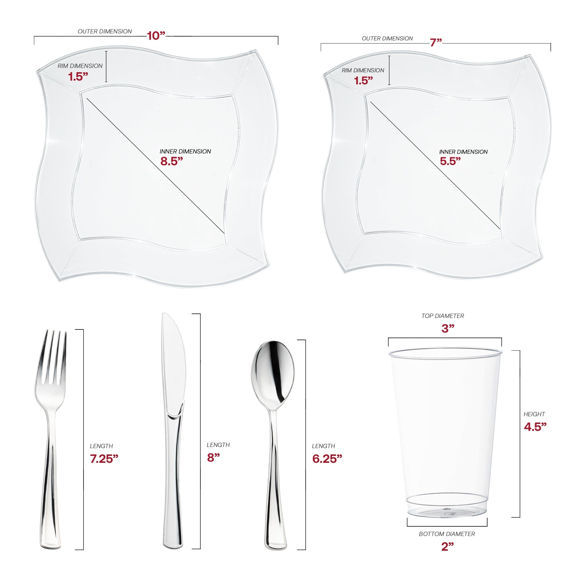 Clear Wave Plastic Wedding Value Set