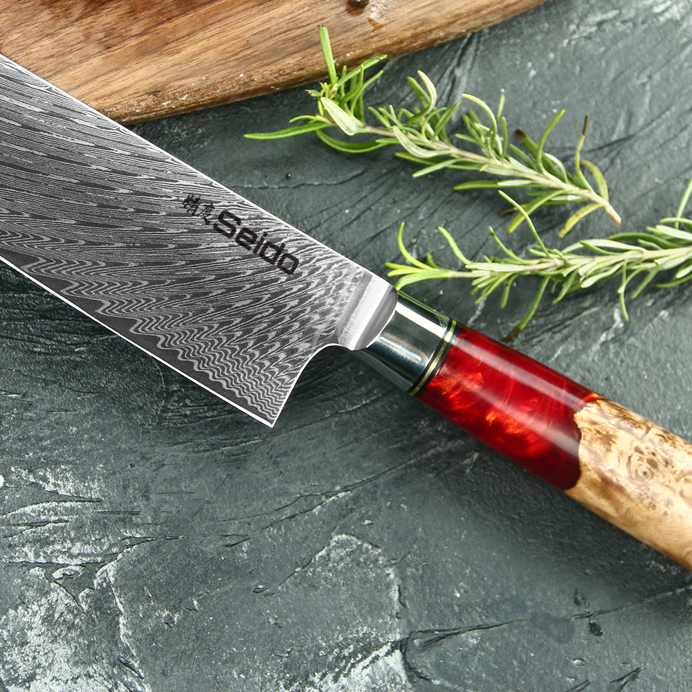 Gyuto Executive Chef Knife with Red Resin Handle