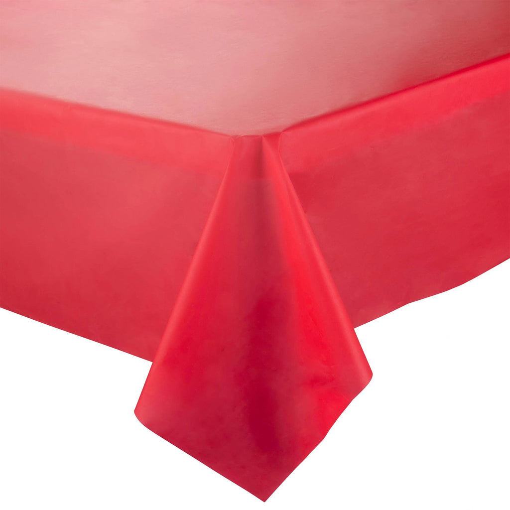 Red Rectangular Disposable Plastic Tablecloths (54" x 108")