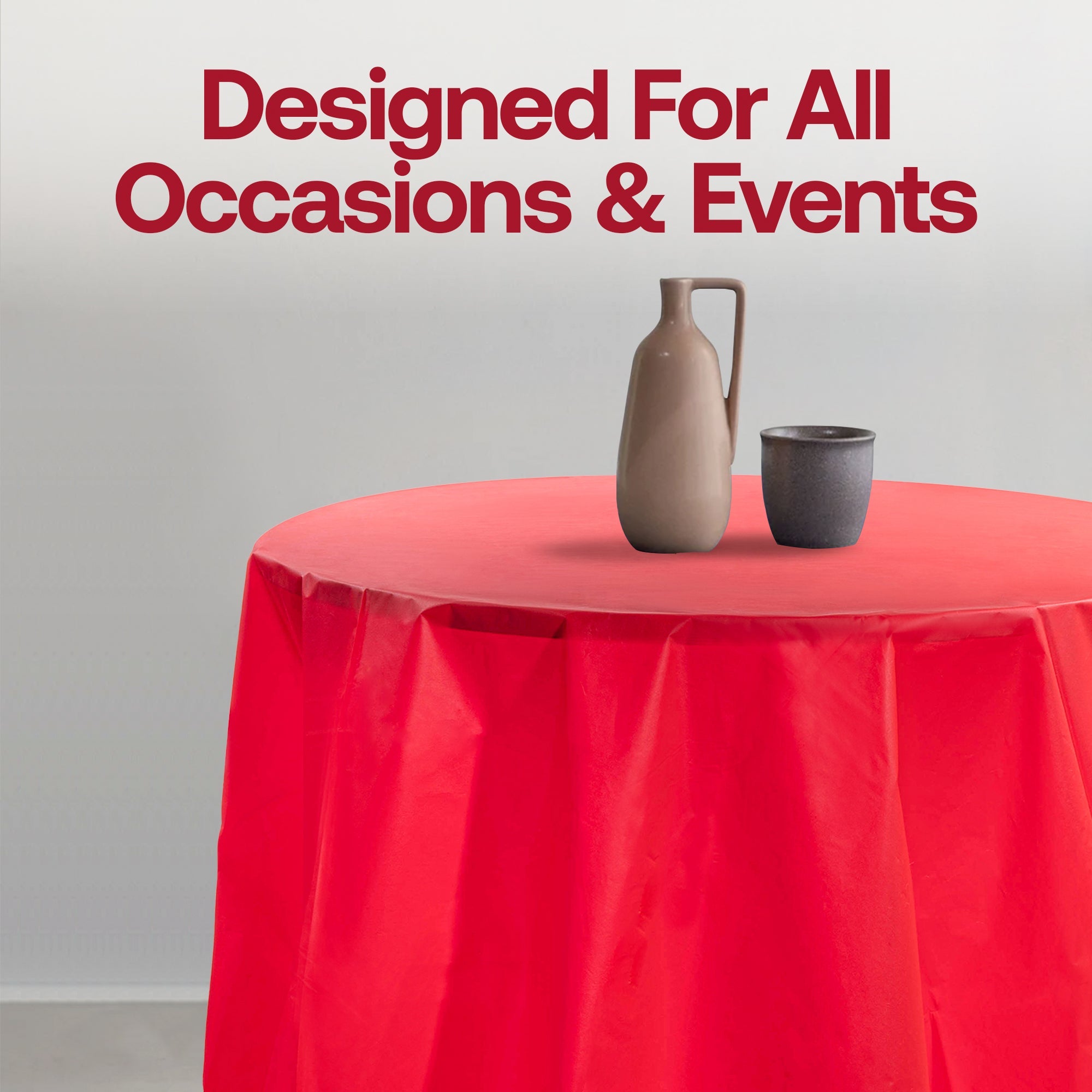 Red Round Disposable Plastic Tablecloths (84")