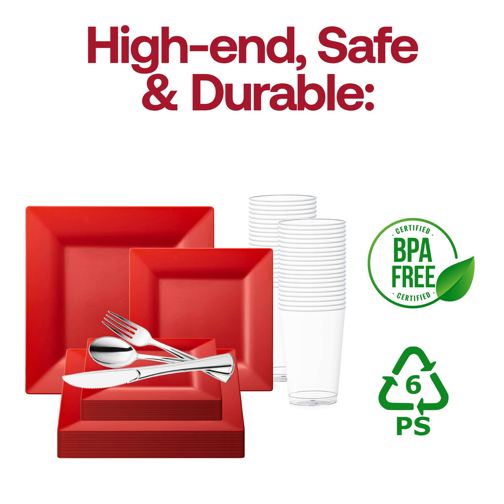 Red Square Plastic Wedding Value Set