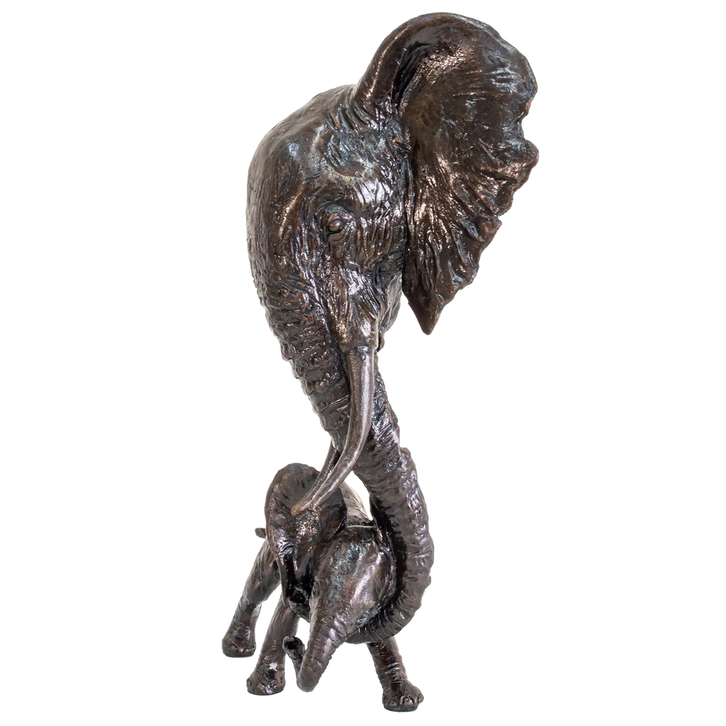 Richard Cooper Bronze Elephant Mother & Calf Figurine
