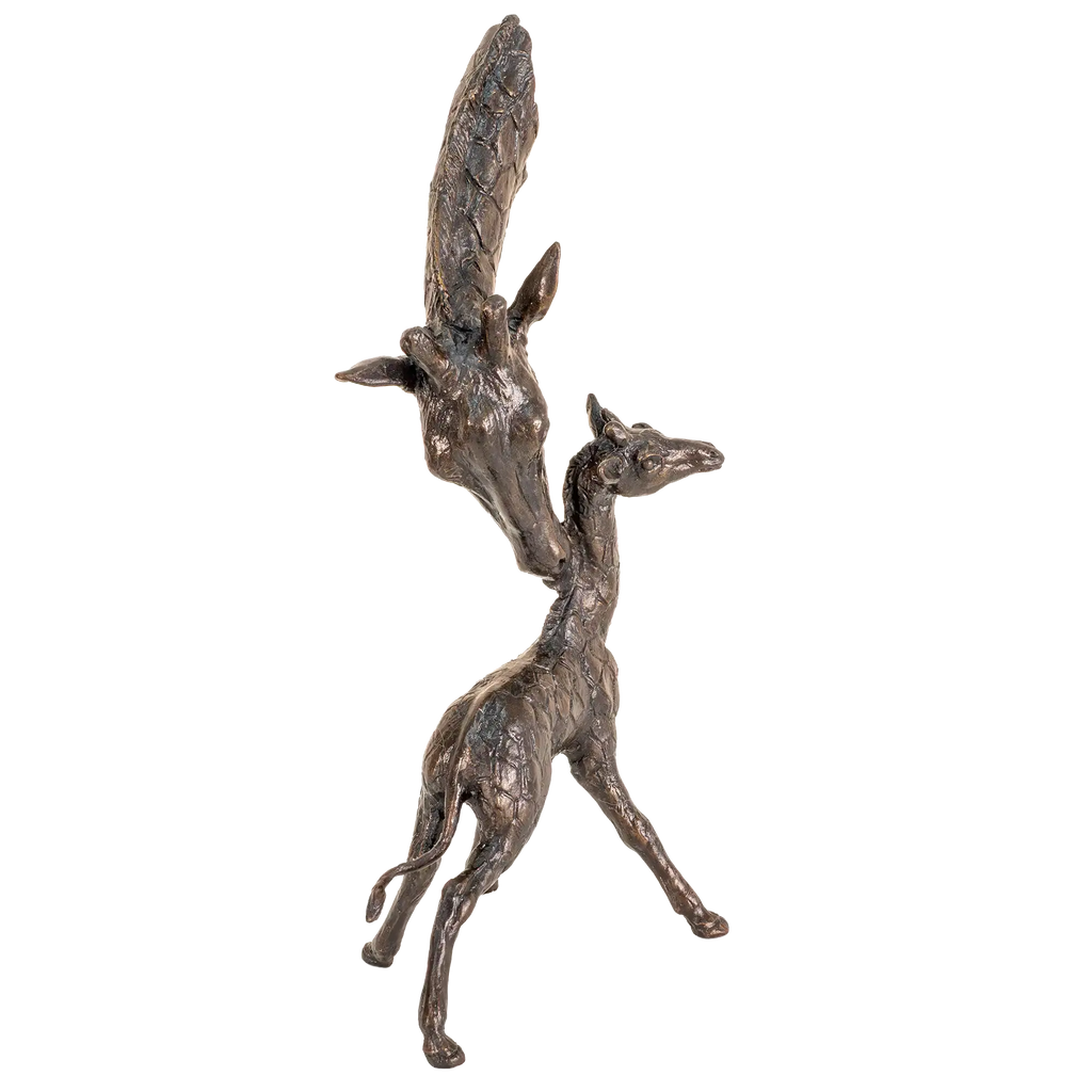 Richard Cooper Bronze Giraffe Mother & Calf Figurine