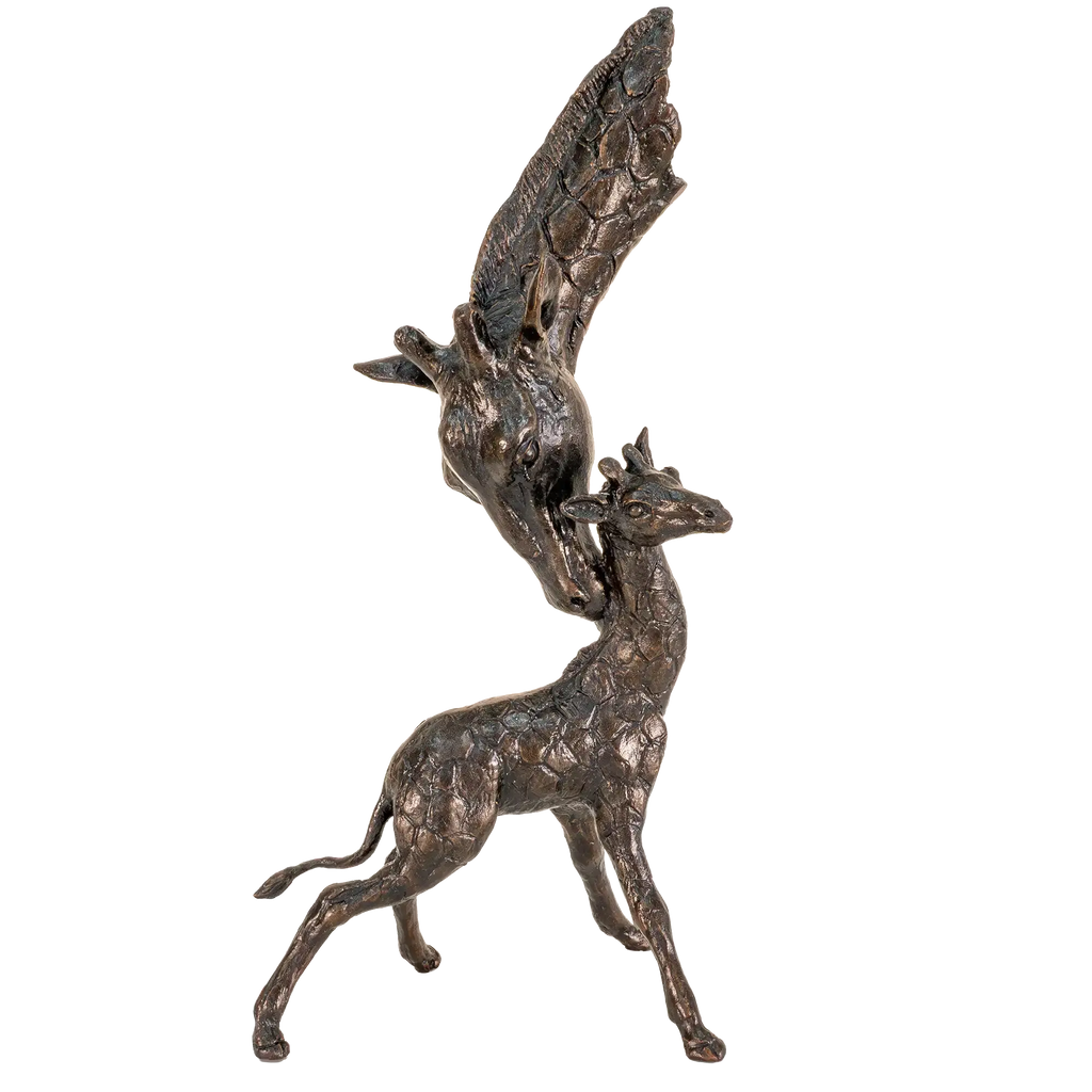 Richard Cooper Bronze Giraffe Mother & Calf Figurine