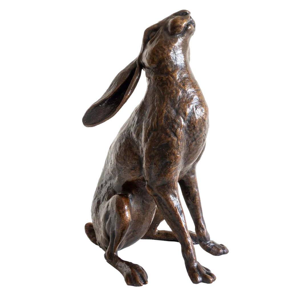 Richard Cooper Bronze Large Hare Moon Gazing Figurine