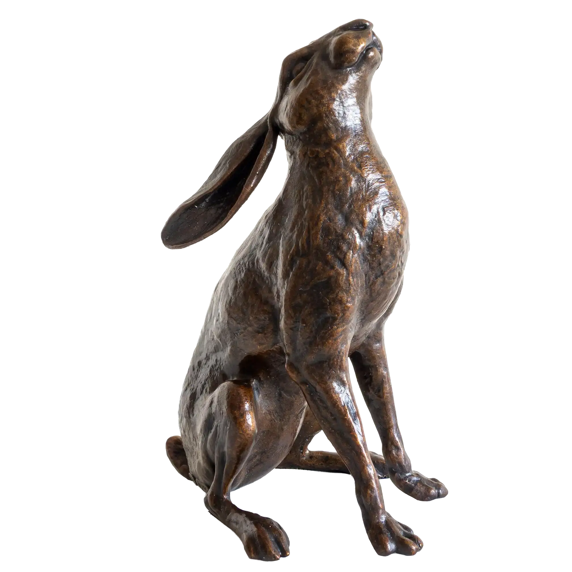 Richard Cooper Bronze Large Hare Moon Gazing Figurine