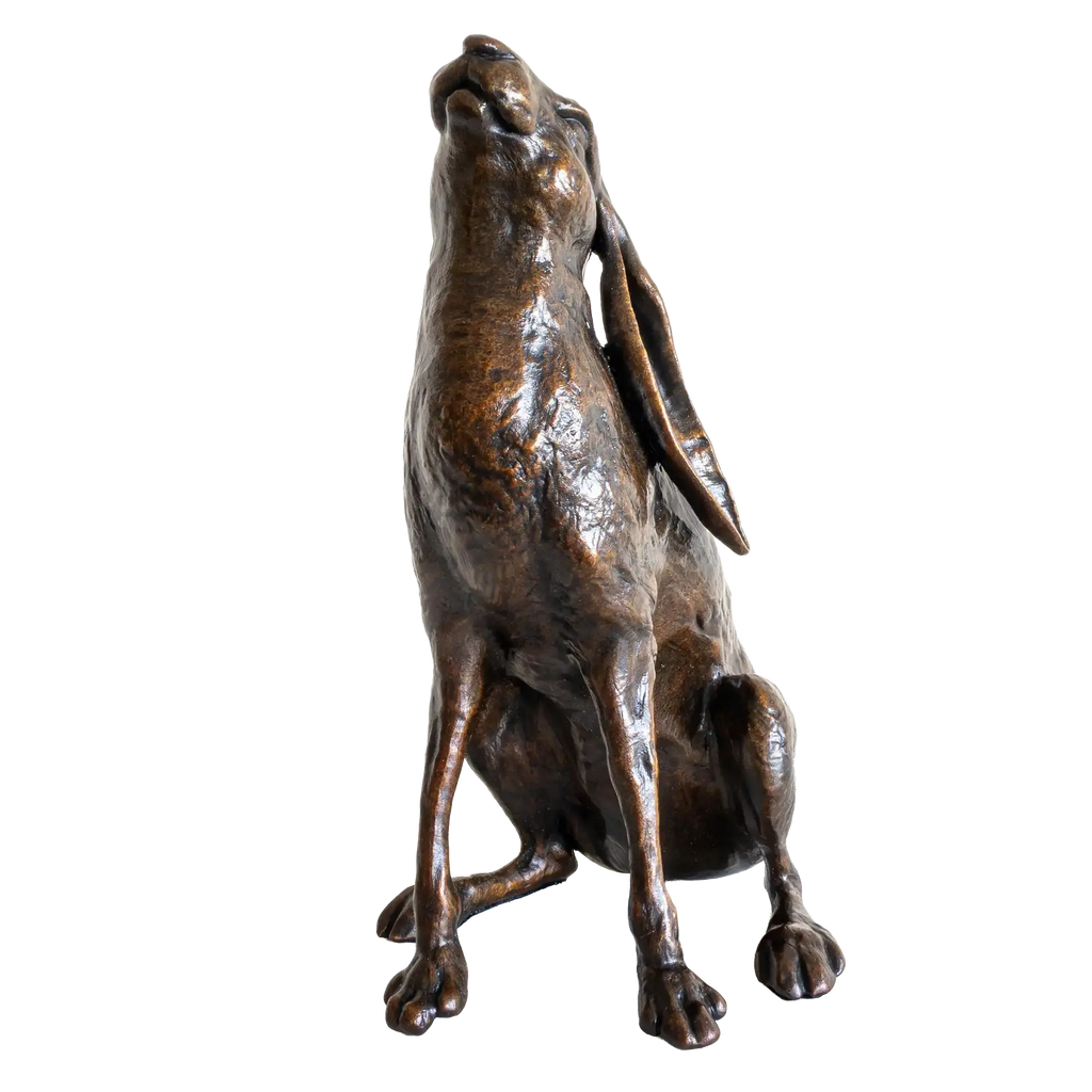 Richard Cooper Bronze Large Hare Moon Gazing Figurine