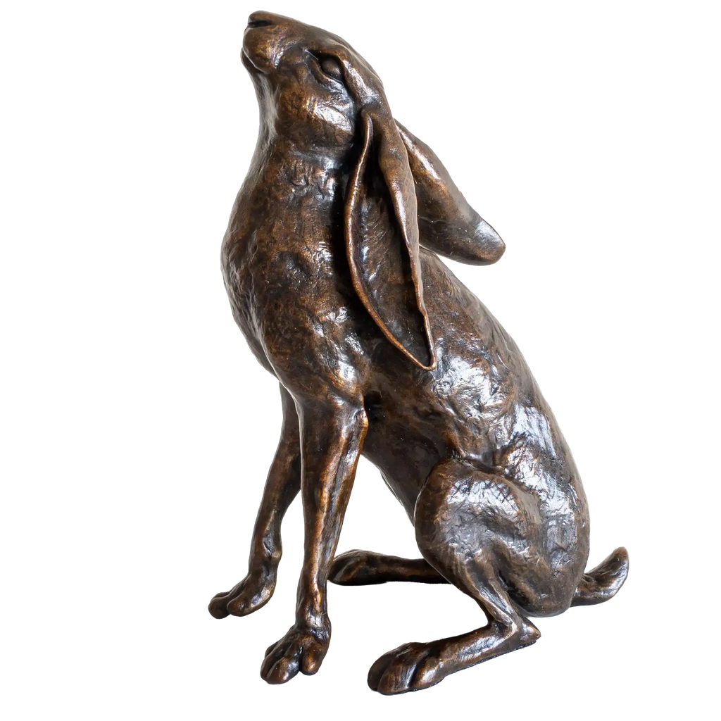 Richard Cooper Bronze Large Hare Moon Gazing Figurine
