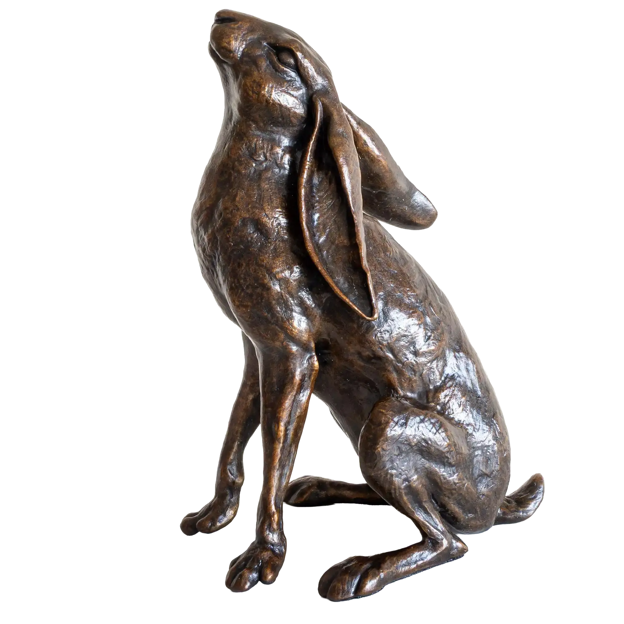 Richard Cooper Bronze Large Hare Moon Gazing Figurine