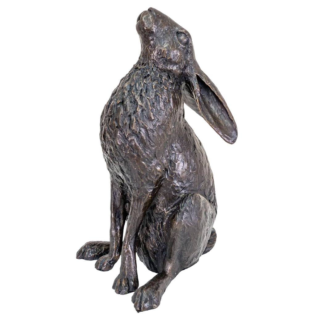 Richard Cooper Bronze Hares Collection Large Hare Moon Gazing Figurine