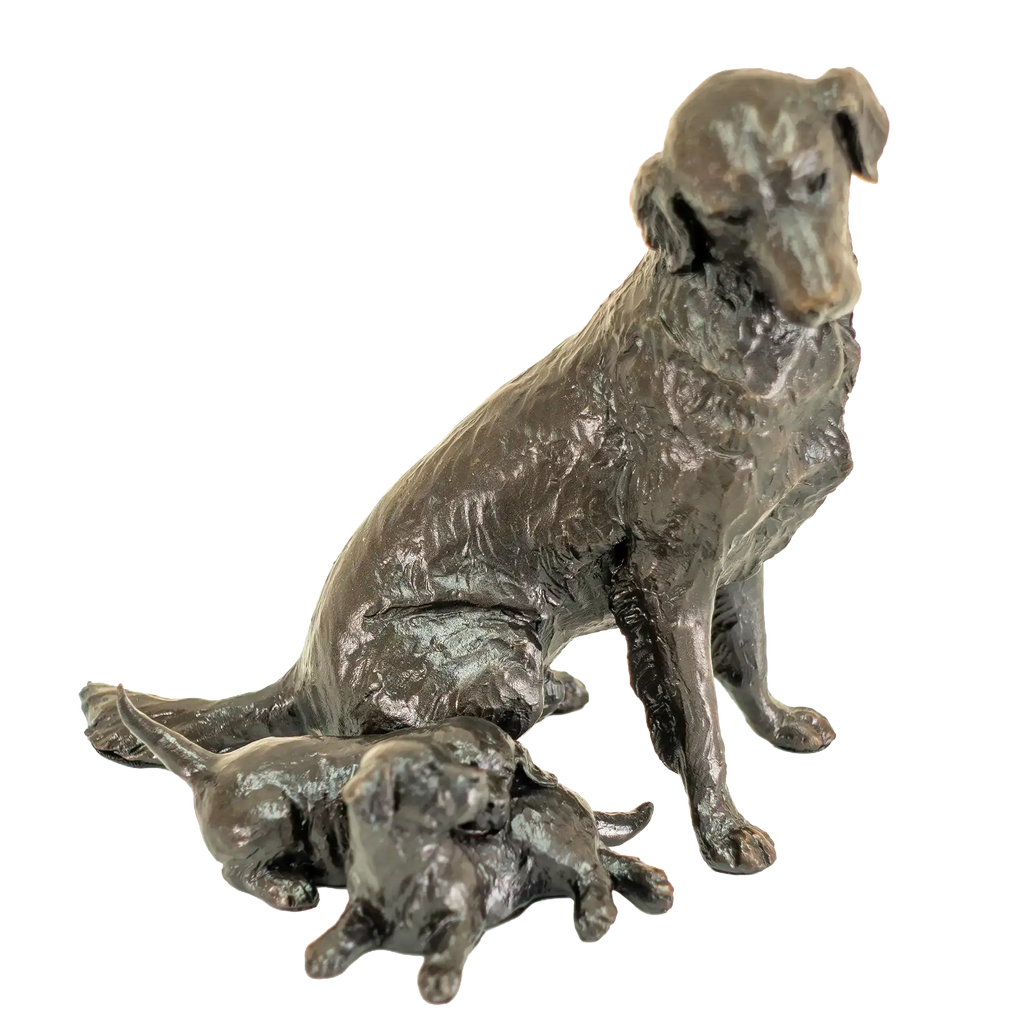 Richard Cooper Limited Edition Bronze Retriever with Puppies Figurine