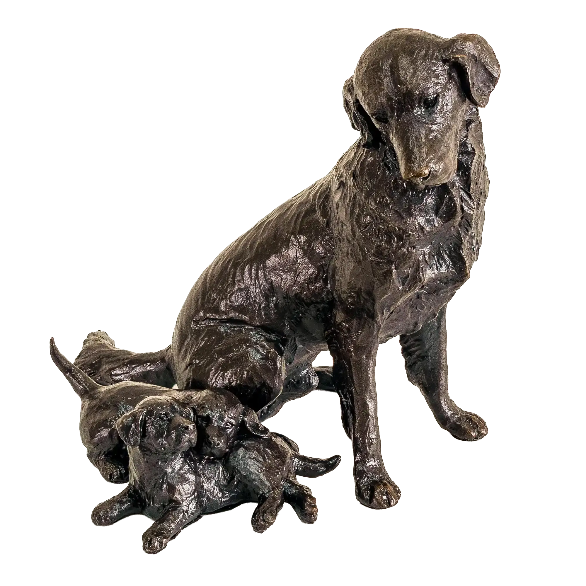 Richard Cooper Limited Edition Bronze Retriever with Puppies Figurine