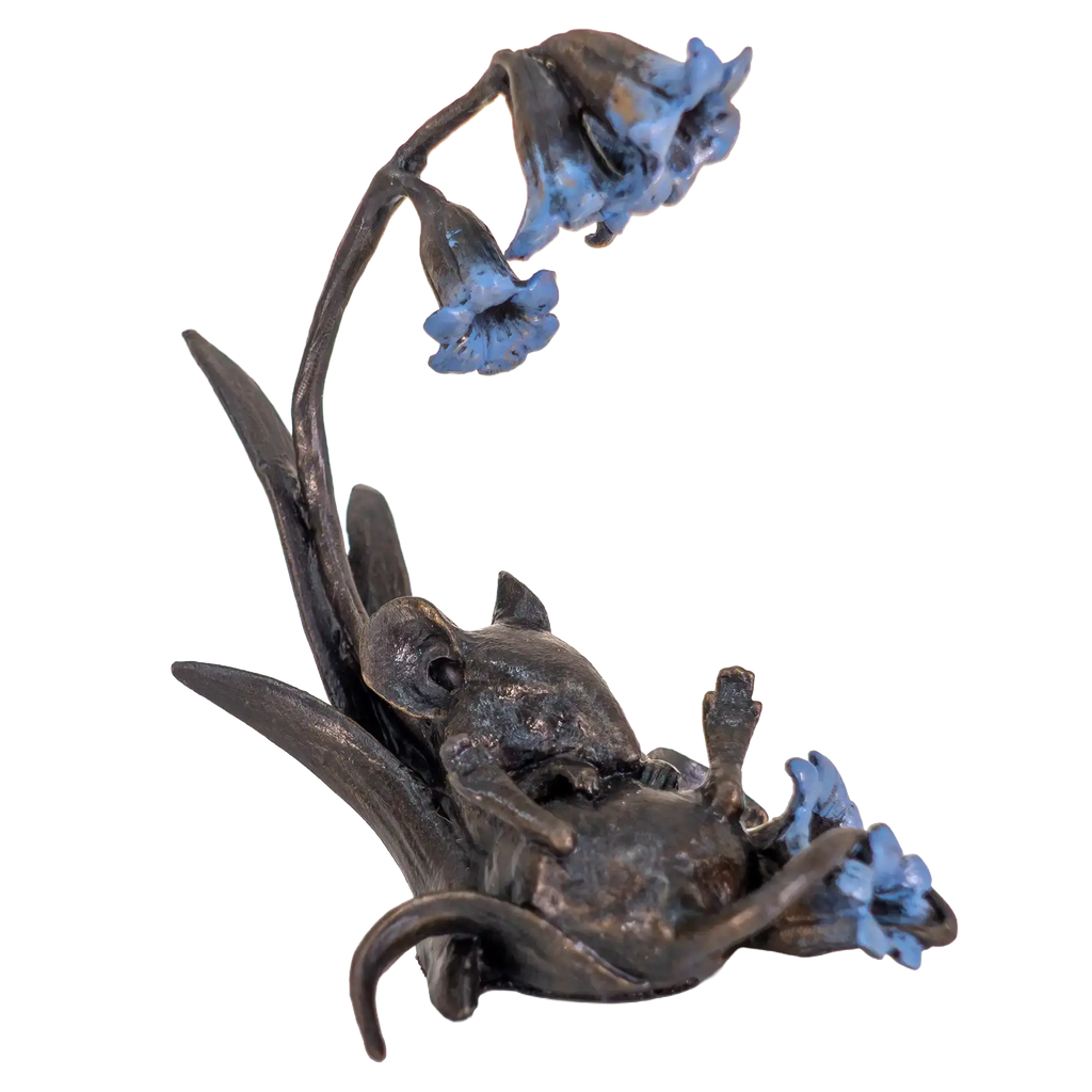 Richard Cooper Bronze Mice Collection Mouse with Bluebells Figurine