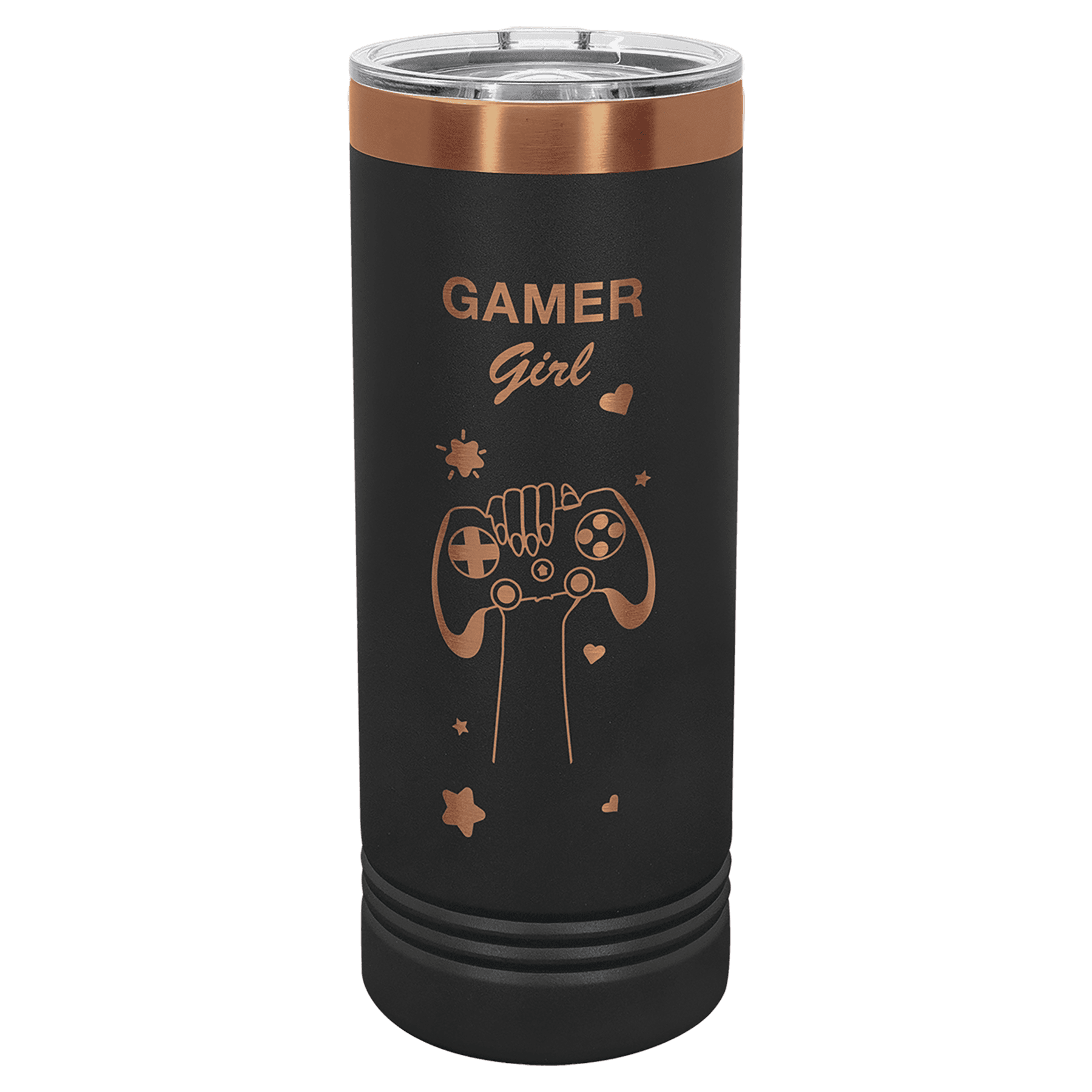 22oz Skinny Tumbler - Black/Rose Gold - Laser Engraving