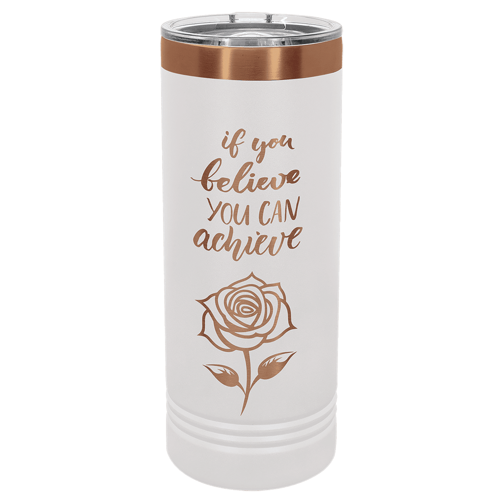 22oz Skinny Tumbler - White/Rose Gold - Laser Engraving