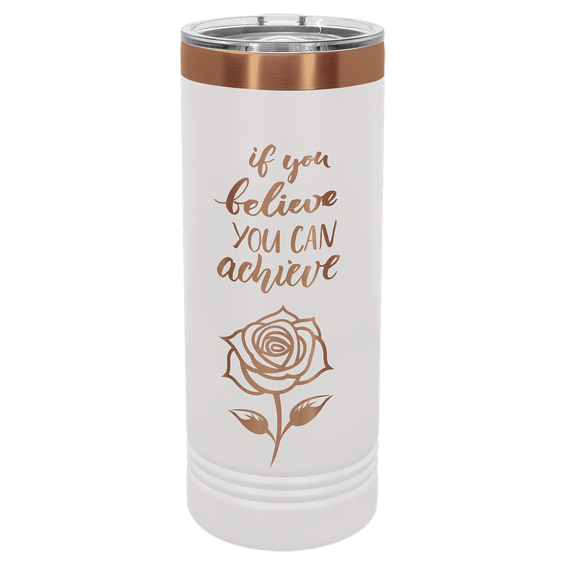 22oz Skinny Tumbler - White/Rose Gold - Laser Engraving