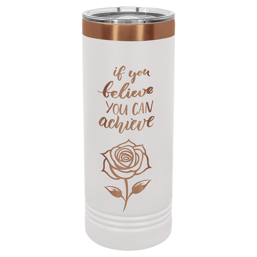 22oz Skinny Tumbler - White/Rose Gold - Laser Engraving