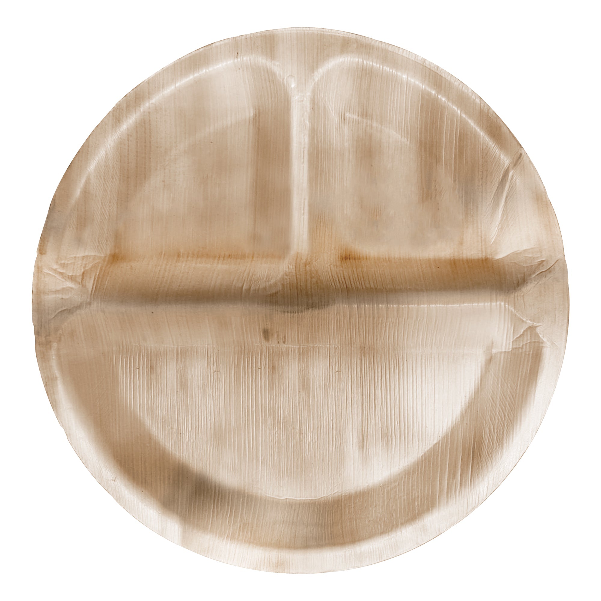 Round Palm Leaf 3-Partition Eco Friendly Disposable Dinner Plates (10")