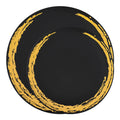 Black with Gold Moonlight Round Disposable Plastic Dinnerware Value Set