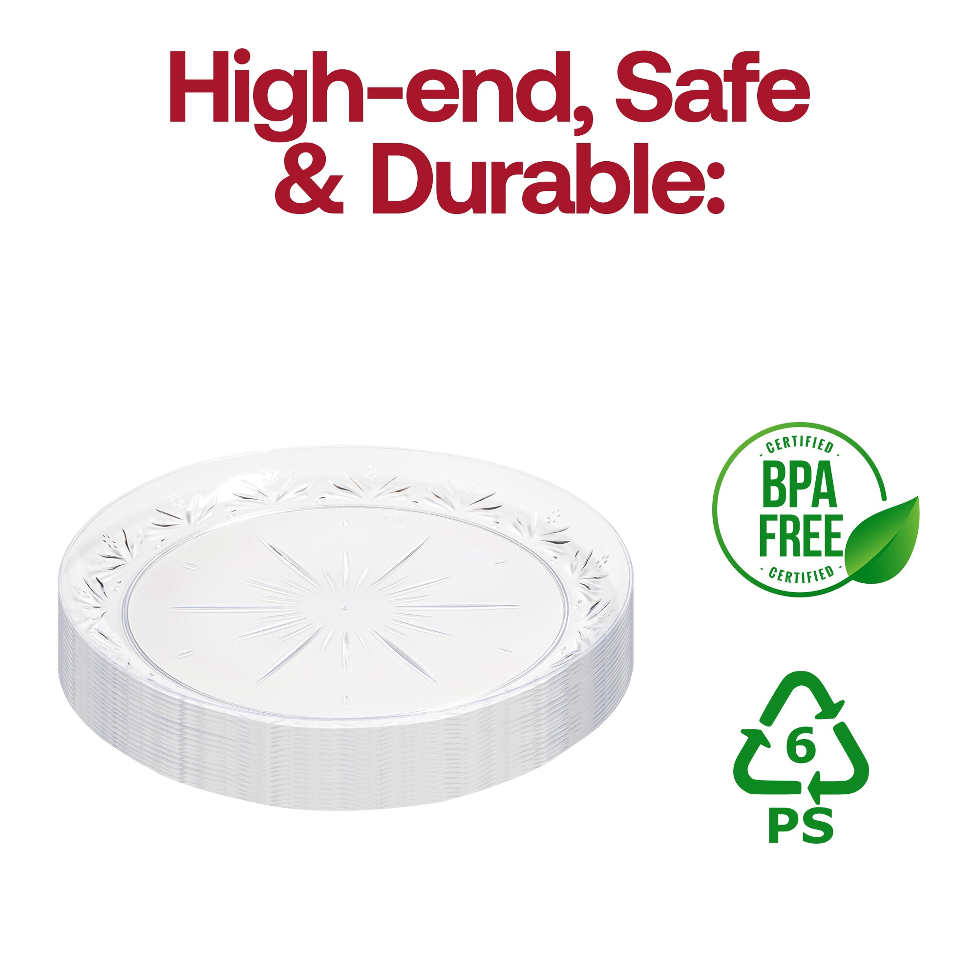 Clear Floral Round Disposable Plastic Pastry Plates (6.25")