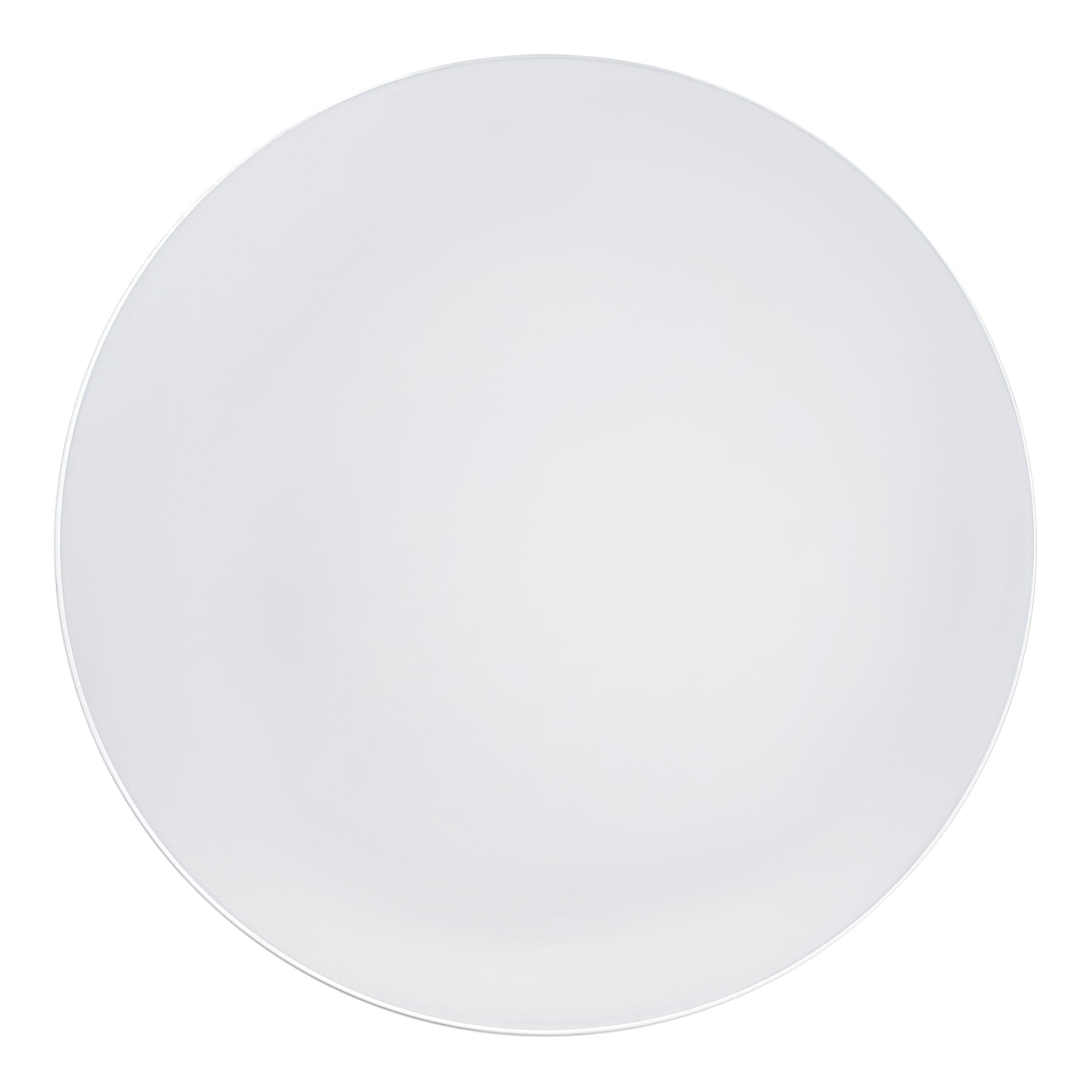 White with Silver Rim Organic Round Disposable Plastic Appetizer/Salad Plates (7.5")