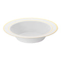 White with Gold Edge Rim Round Disposable Plastic Dessert Bowls (5 oz.)