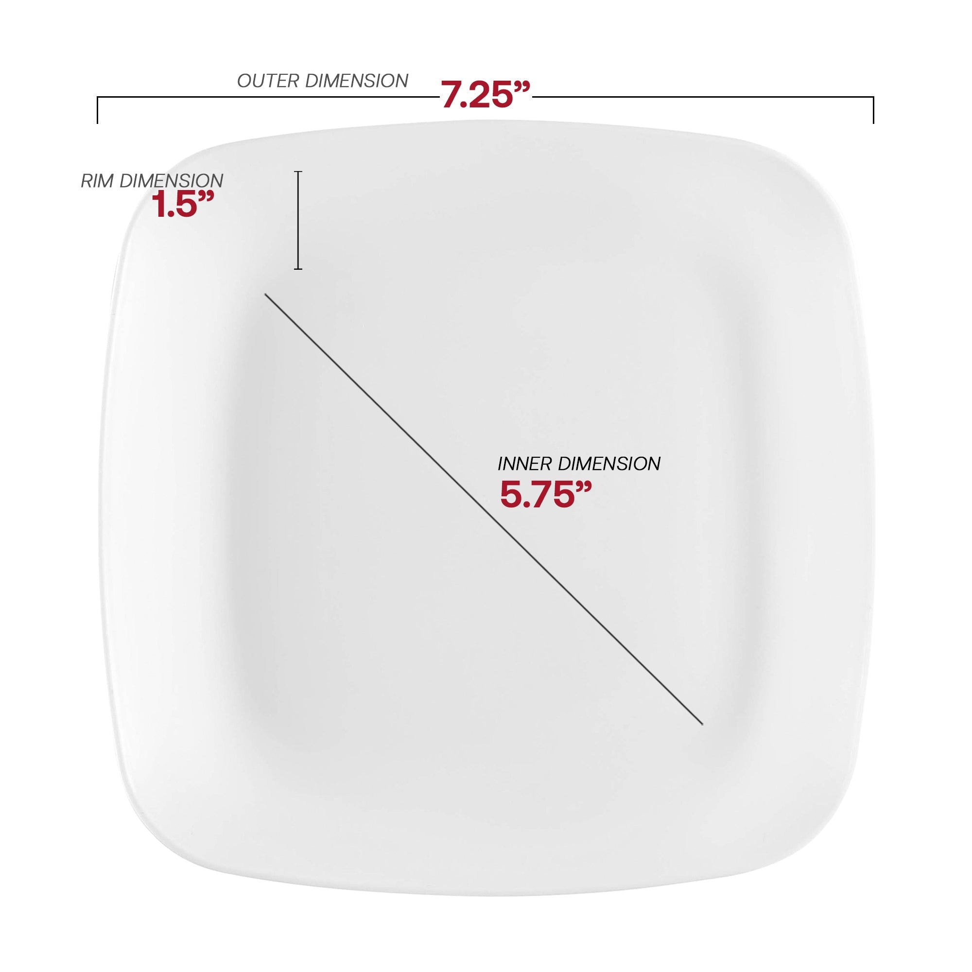 Solid White Flat Rounded Square Disposable Plastic Dinnerware Value Set