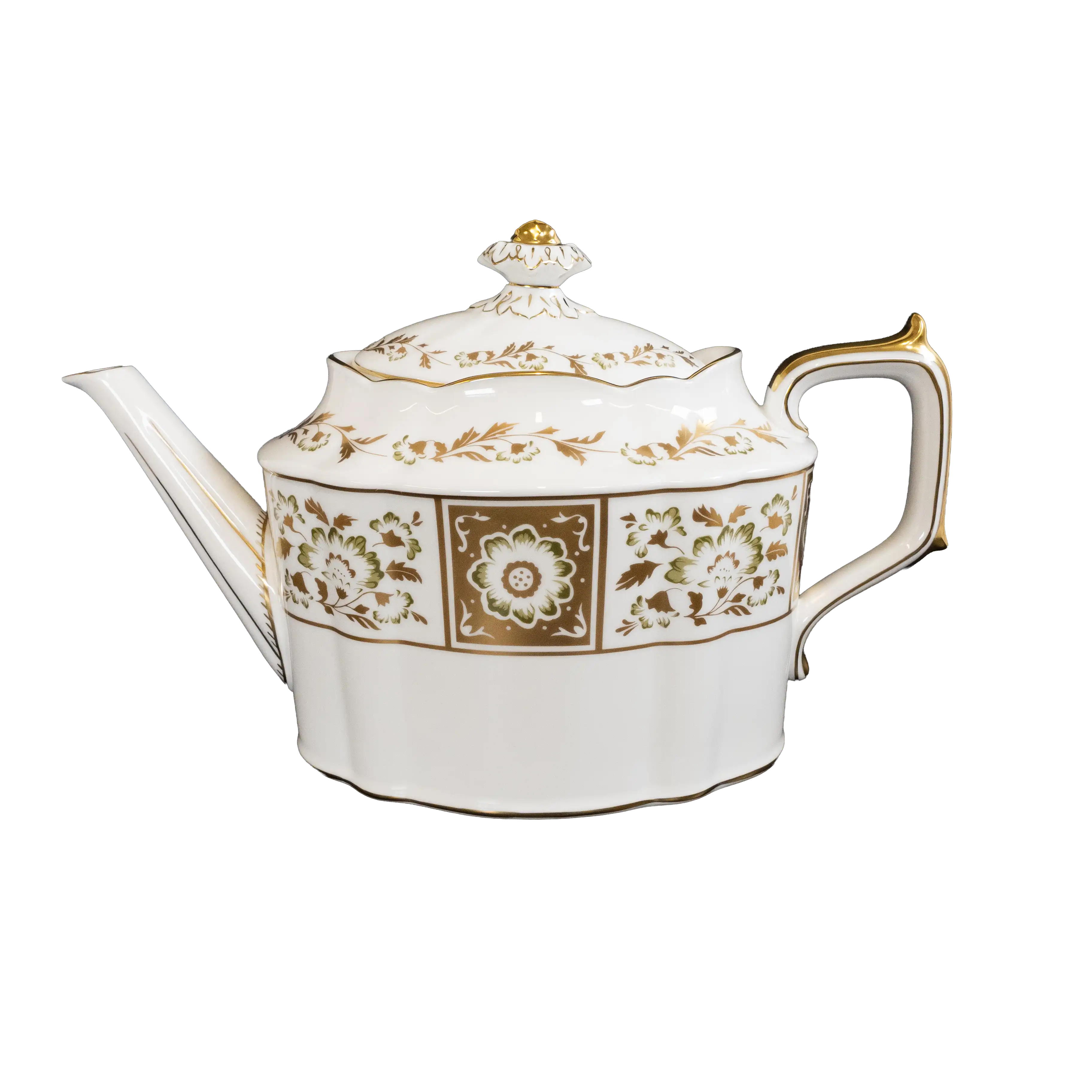 Royal Crown Derby Green Panel Teapot Large