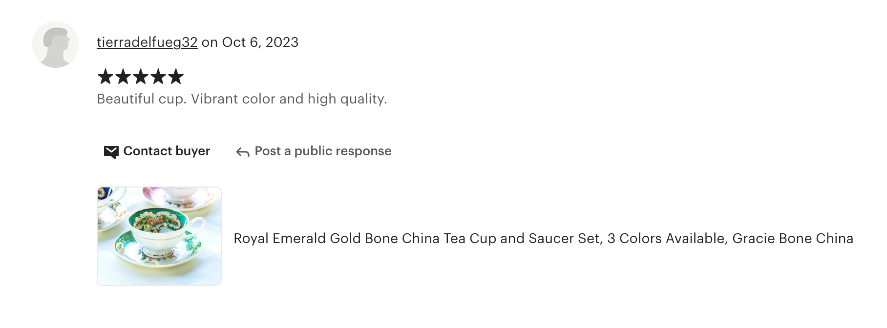 Royal Emerald Gold Bone China Tea Cup and Saucer