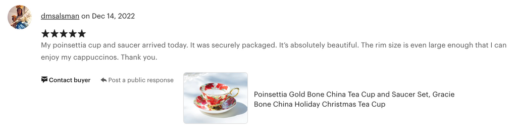 Poinsettia Gold Bone China Tea Cup and Saucer
