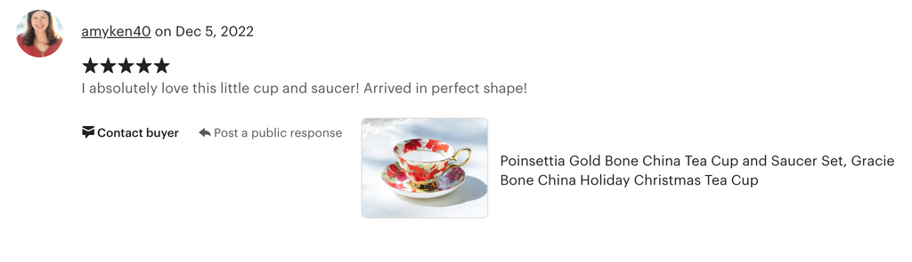 Poinsettia Gold Bone China Tea Cup and Saucer