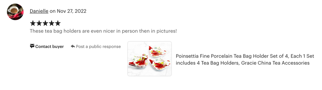 Poinsettia Fine Porcelain Tea Bag Holder Set of 4