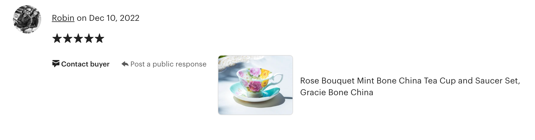 Rose Bouquet Mint Bone China Tea Cup and Saucer